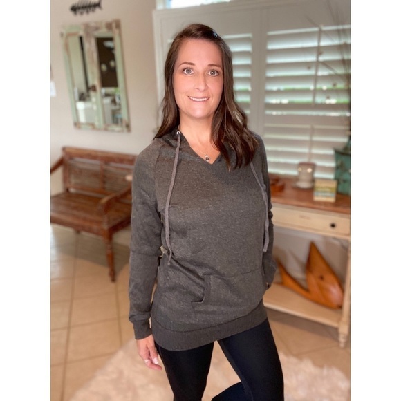 Drawstring Hoodie Kangaroo Pocket Gray 3520 - Picture 3 of 8